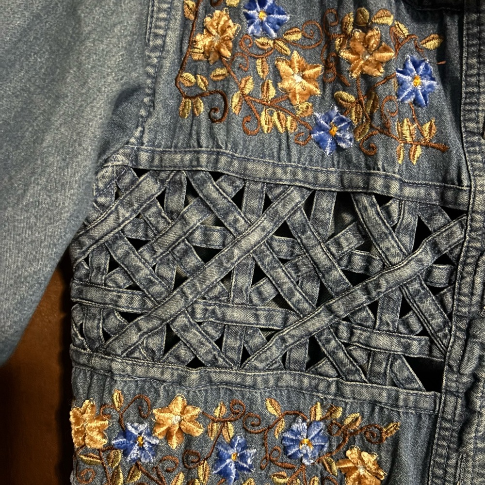 Blue Embroidered Jean Jacket